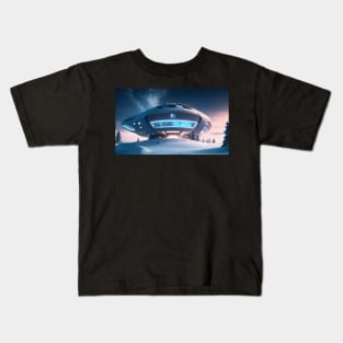 White futuristic house in snowy place Kids T-Shirt